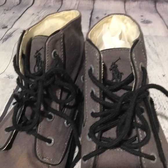 Polo Mens Gray high top canvas boat shoes Sz 9D - Picture 3 of 6